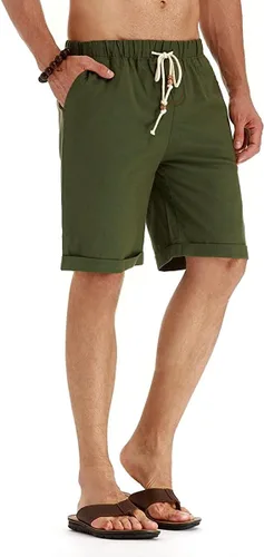 Miniatura 44 de Sailwind Pantalones cortos de lino para hombre, pantalones cortos casuales de playa con cordón