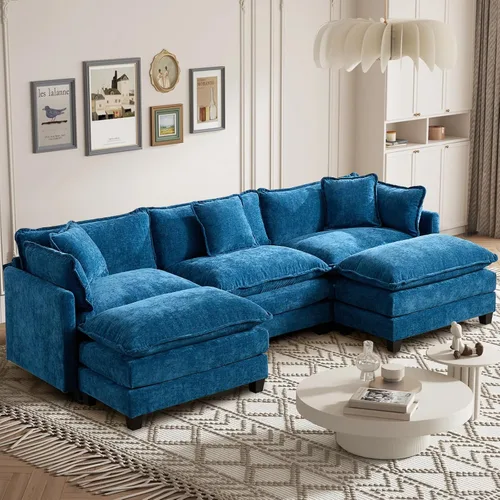 Miniatura 65 de Sofá seccional modular convertible de 76.7", sofás de dos plazas de chenilla con asiento profundo y cojines tipo loveseat para sala de estar, Beige