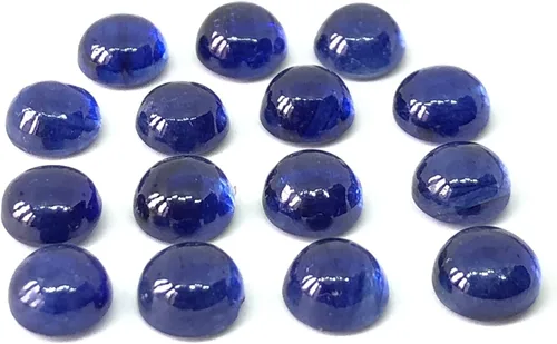 Miniatura 2 de Cabujón de forma redonda de zafiro azul, piedra trasera plana, piedra preciosa lisa pulida suelta tamaño 0.118 in, 0.157 in, 0.197 in, 0.236 in