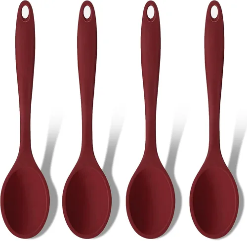 Miniatura 15 de GEEKHOM Cucharas de cocina de silicona, 2 piezas de 11 pulgadas, juego de utensilios de cocina de silicona resistentes al calor, cucharas grandes