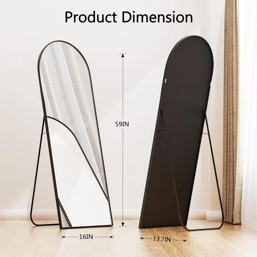 Miniatura 2 de Alpen Espejo arqueado de longitud completa, espejo de suelo con soporte, espejos de 59 x 16 pulgadas para decoración del hogar, espejos de cuerpo
