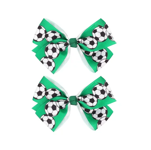 Miniatura 11 de Pinzas para el pelo de fútbol, cinta de fútbol, accesorios para el cabello para niñas, pinzas para el cabello de fútbol, 2 unidades, color negro