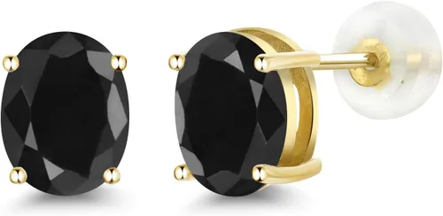 Miniatura 292 de Gem Stone King Aretes de oro de 14 quilates con piedra natal ovalada de 0.315 x 0.236 in Aretes de oro para mujer