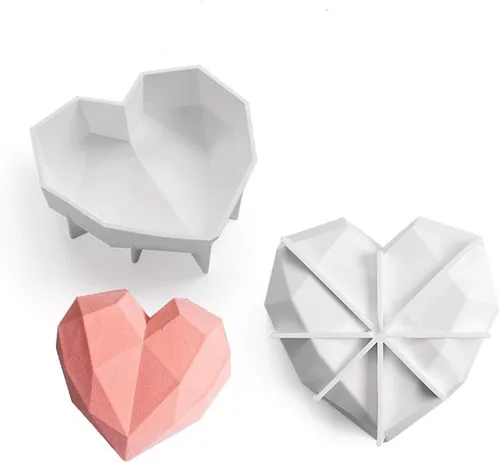 Miniatura 3 de Diamond Heart Love Mousse - Bandejas de silicona para hornear, grado alimenticio y libre de BPA, no pegajoso, adecuado para mousse, brownie
