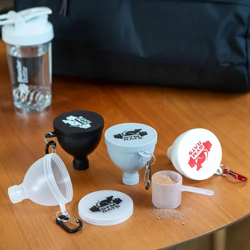 Miniatura 8 de Set de Embudos para Proteína en Polvo - Contenedor de Proteína en Polvo para Viajar con Mosquetón y Tapas Reforzadas para Evitar Derrames - Embudos