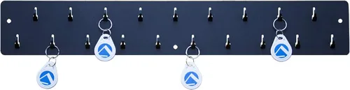 Miniatura 2 de Pyramid Time Systems Llavero industrial montado en la pared con 19 ganchos, soporte para llaves de acero recubierto de polvo y organizador