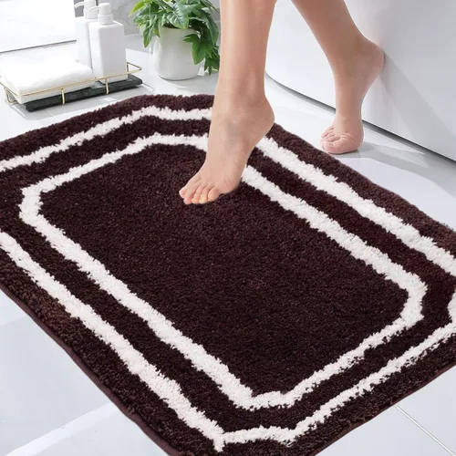 Miniatura 16 de Tapete de baño festoneado negro de 26 x 18 pulgadas, tapetes de baño suaves y absorbentes, lavables a máquina, de microfibra, para bañeras, lavabos