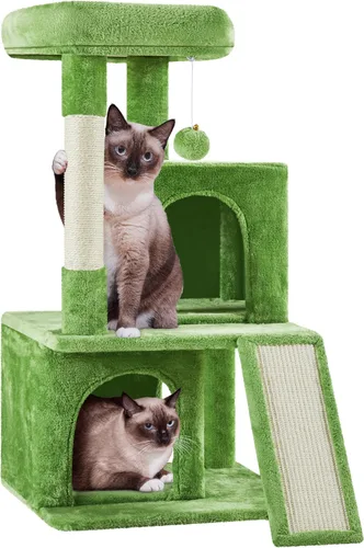 Miniatura 11 de Yaheetech Árbol para gatos para mascotas de interior, torre de 36 pulgadas con plataforma extra grande, postes rascadores, tablero, pelota colgante