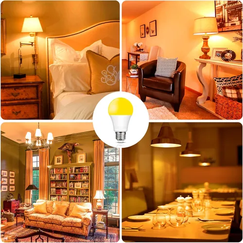 Miniatura 7 de Bombillas LED amarillas para exteriores, 9 W (equivalente a 60 W) ámbar 2000 K para exteriores, patio trasero, porche, dormitorio, no regulable,