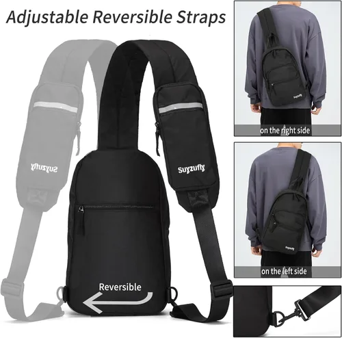 Miniatura 3 de Suyzufly Bolso bandolera pequeño para hombres y mujeres, resistente al agua, con una correa, bolso cruzado en el pecho para senderismo y viajes