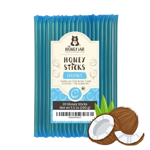 Miniatura 33 de The Honey Jar Palitos de miel lisos, pajitas de miel pura para el té, café o un placer saludable, una cucharadita de miel saborizada por barra