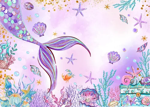 Miniatura 8 de Mocsicka Telón de fondo de sirena para baby shower, sirena rosa bajo el mar, decoración de fiesta de baby shower para niñas, fondo de fotografía