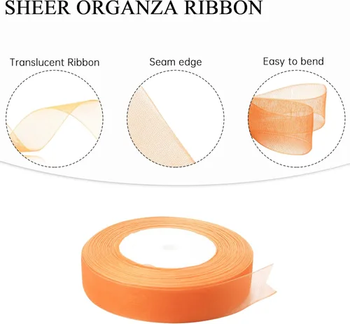 Miniatura 7 de Cinta de organza transparente de 3/4 de pulgada, 50 yardas, cinta de gasa para envolver regalos, decoración de Navidad, Halloween, ramo de boda