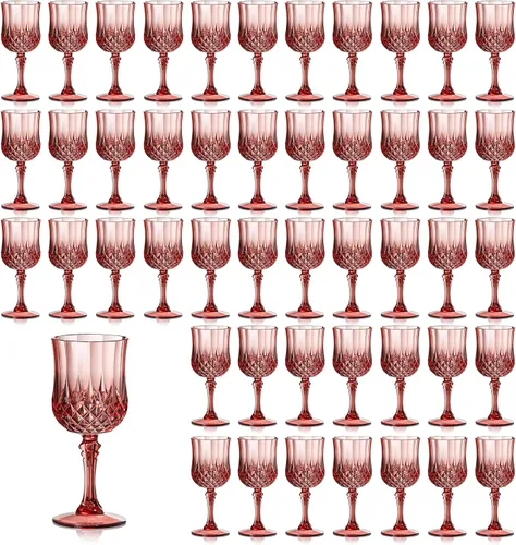 Miniatura 20 de XUWAIDSGN 48 Pcs Copas de Vino Vintage de Plástico de 7oz Vasos para Beber Vasos Irrompibles Cristalería para Bodas Copas de Agua de Cristal Goblets