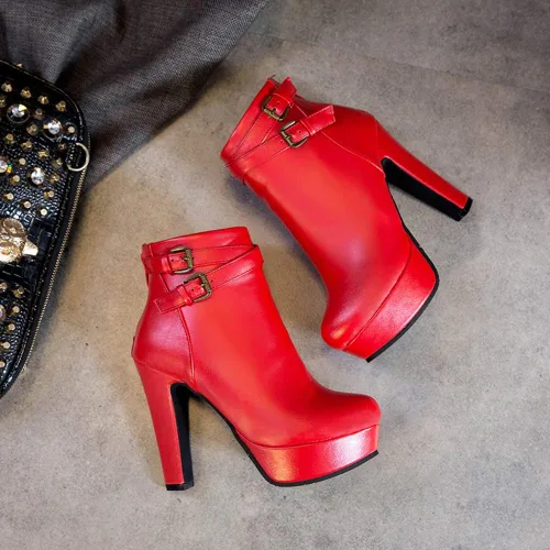 Miniatura 3 de Scaoruki Zapatos de otoño de moda para mujer, botines de tacón de bloque