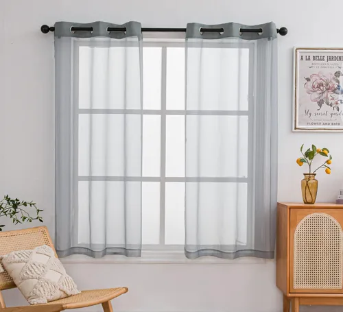 Miniatura 13 de PI - Cortinas traslúcidas con paneles pequeños, cortina transparente para ventana de cocina, mirador, 2 paneles