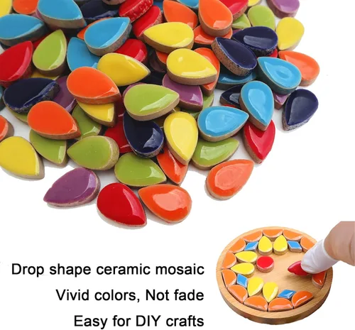 Miniatura 5 de Azulejos de mosaico de cerámica para manualidades, azulejos de mosaico de pétalos de colores surtidos de 7 onzas para suministros de arte, kit