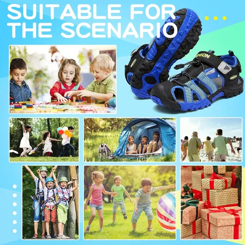 Miniatura 8 de Littleplum Sandalias para niños con puntera cerrada, sandalias deportivas para niños pequeños, zapatos de verano para niños grandes, caminar