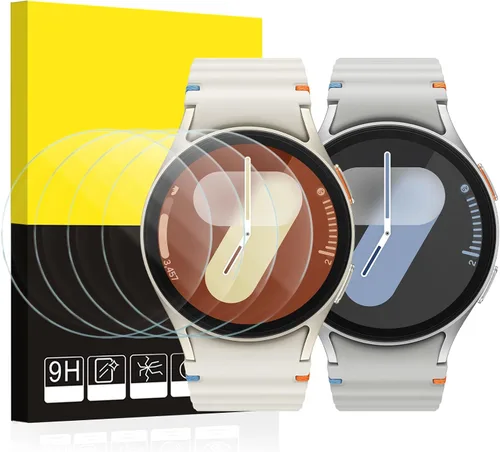 SPGUARD Paquete de 4 protectores de pantalla para Samsung Galaxy Watch 7 de 1.575 pulgadas (1.575 in), película transparente de vidrio templado,