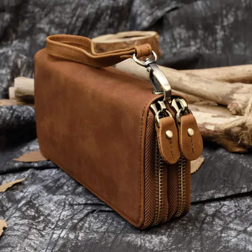 Miniatura 8 de LUUFAN Billetera larga de cuero genuino para hombre, cartera plegable grabada