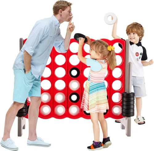 Miniatura 9 de ARLIME Juego gigante gigante de 4 en punta, juegos de patio trasero para niños y adultos, 4 en una fila con palanca de liberación rápida, 42 anillos