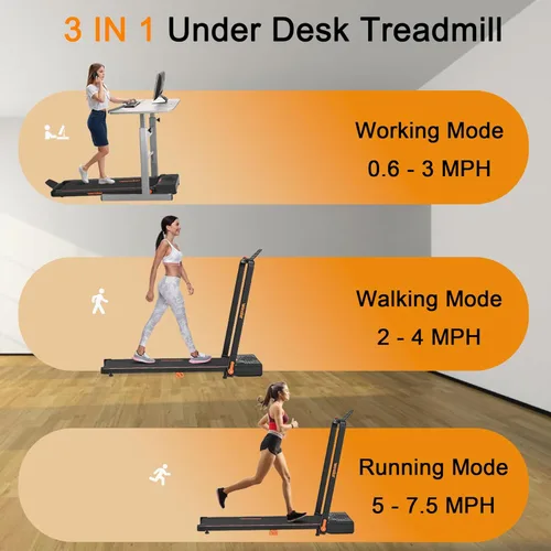 Miniatura 2 de WENOKER Caminadora portátil para oficina en casa, máquina de correr compacta y silenciosa, con control remoto y pantalla LED, sin instalación