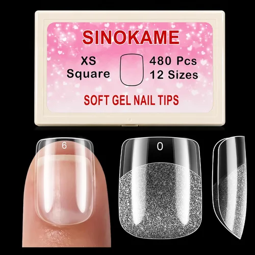 Miniatura 12 de Puntas de Uñas de Gel Redondas Extra Extra Cortas, SINOKAME Uñas Postizas a Presión Extra Cortas Transparentes Redondas, Mate Completo Sin Lima Uñas