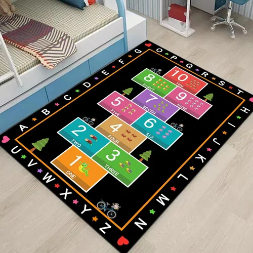 Hopscotch - Alfombra de juego para niños, alfombra educativa del alfabeto ABC, tapete de juego para contar niños para sala de juegos, aula,