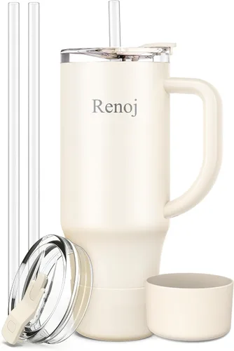 Miniatura 19 de Renoj FlexSlide White - Taza aislada 100% resistente a derrames, para café helado y bebidas calientes, se adapta al portavasos del automóvil, regalo