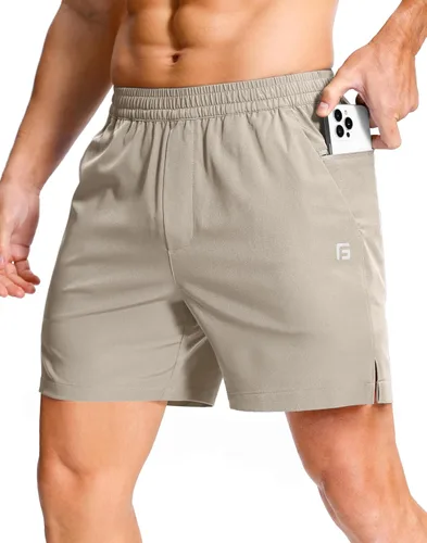 Miniatura 70 de GGJ Pantalones cortos deportivos ligeros para hombre con 2 bolsillos con cremallera de 7/5/9 pulgadas, pantalones cortos de tenis de secado rápido