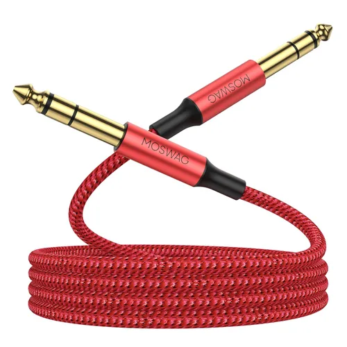 Miniatura 12 de MOSWAG Cable de audio TRS 1M, interconexión equilibrada de 1/4" a 1/4", trenza de nailon, compatible con guitarra eléctrica, bajo, mezcla