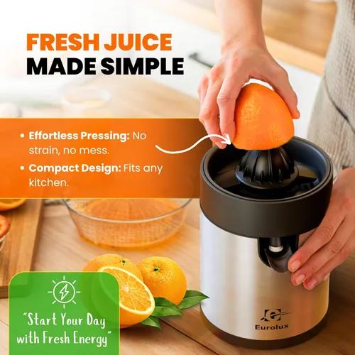 Miniatura 2 de Eurolux Exprimidor eléctrico de naranja, elegante exprimidor de jugo de cítricos sin esfuerzo para limón, lima, pomelo Motor potente, fácil