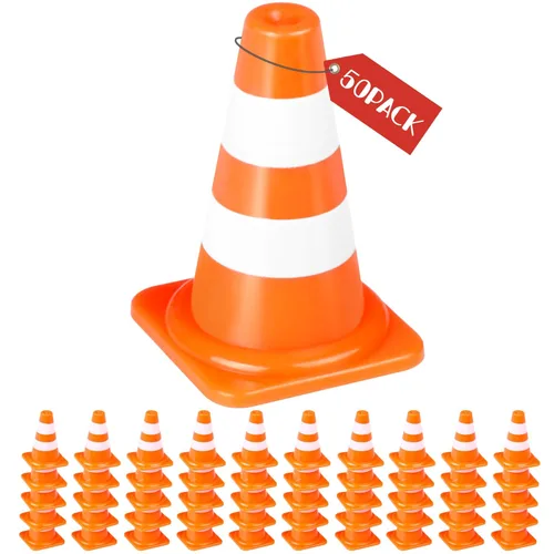 Miniatura 13 de Alyoen 30 piezas conos de tráfico mini de 1", pequeños conos naranjas en miniatura, pequeño juguete navideño para niños, juguete de cono de bloque