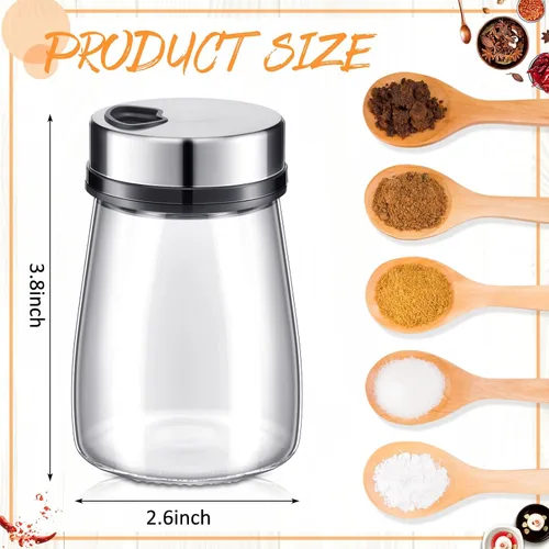Miniatura 2 de Ziliny Juego de 12 saleros y pimenteros con agujeros ajustables para verter 6 onzas, dispensador de especias de acero inoxidable para cocina
