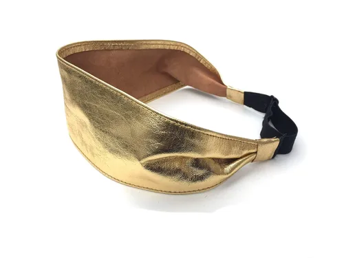 Miniatura 4 de Wardani, Diadema de cuero de 2.75 pulgadas de ancho, ajustable, elástica, suave y cómoda, fabricada en Estados Unidos con piel de cordero italiana