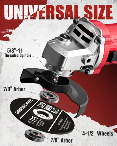 Miniatura 5 de AVID POWER Amoladora angular de 4-1/2 pulgadas, amoladora eléctrica de 750 W, 6.5 amperios, 11500 RPM, con muelas, mango auxiliar, llave para moler