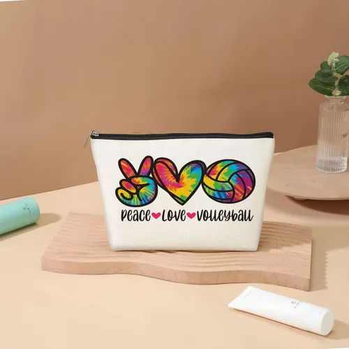 Miniatura 3 de DJHUNG Bolsa de cosméticos de voleibol de acuarela, bolsa de maquillaje, bolsa de voleibol, regalos para amantes del deporte, entrenador, regalos