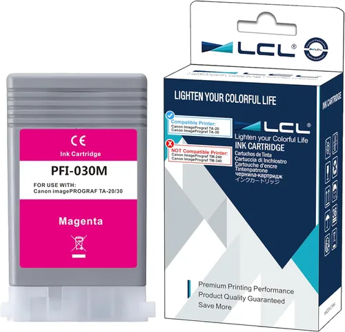 LCL Cartucho de tinta de pigmento compatible de repuesto para Canon PFI030 PFI-030 PFI030M PFI-030M ImagePrograf TA-20 ImagePrograf TA-30 (paquete