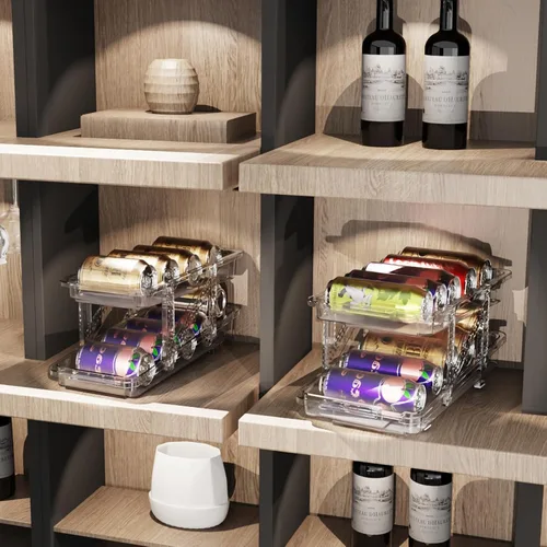 Miniatura 6 de Dispensador de latas de soda para refrigerador, portadores de latas para nevera, organizador de latas de soda de ancho ajustable para refrigerador