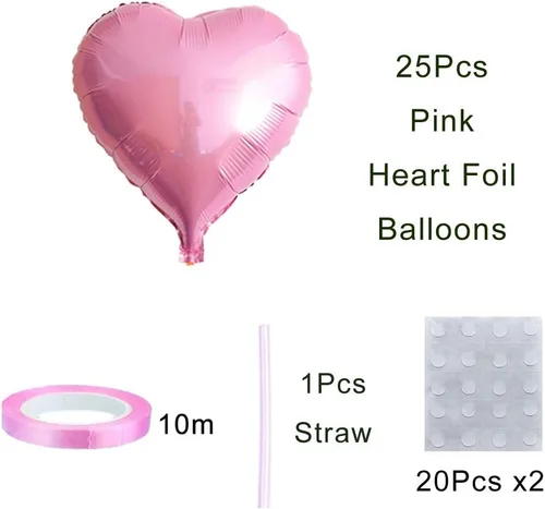 Miniatura 2 de 25 globos de Mylar en forma de corazón rosa de 18 pulgadas para decoraciones de fiesta de cumpleaños, decoración de boda, fiesta de compromiso