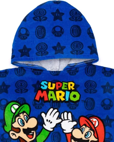 Miniatura 4 de Super Mario Toalla Poncho para niños Toalla de baño de personajes de juegos para niños Mario Brothers Luigi & Mario Star Blue Changing Robe