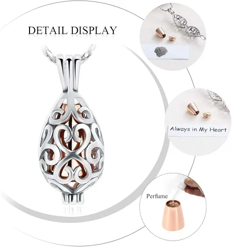 Miniatura 3 de Imrsanl - Joyería para llevar Cenizas - Collar con dije de flor de loto con mini urna de recuerdo para cenizas