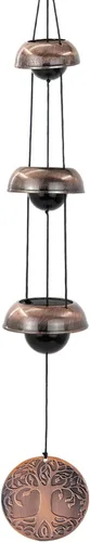 Miniatura 6 de ASTARIN Campanas de viento del Árbol de la Vida para exterior, Campana de viento de templo de cobre rojo con 3 campanas, Campana de viento de cobre