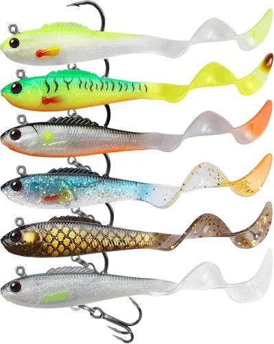 Miniatura 11 de GOTOUR Pre-Rigged Soft Fishing Lures with Weedless Hook, Lifelike Paddle Tail Swimbaits for Bass Fishing, Freshwater & Saltwater Fishing Bait