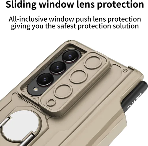 Miniatura 3 de Wefor Funda para Samsung Galaxy Z Fold 4 con soporte para S Pen (protección de bisagra), soporte magnético de anillo de 360°, cubierta de cámara