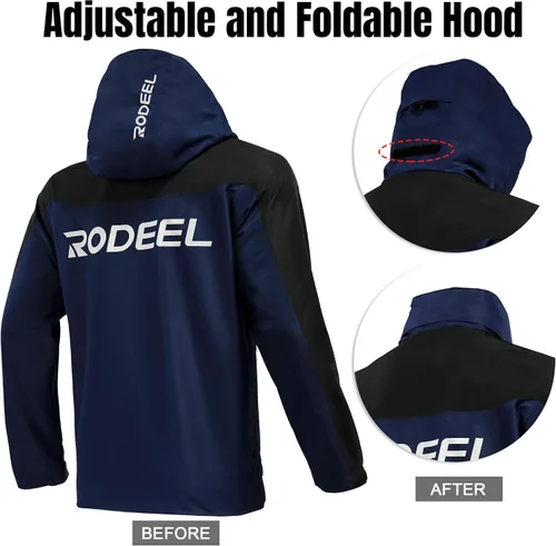 Miniatura 2 de Rodeel Chaqueta rompevientos ligera para hombre, resistente al agua, con capucha para exteriores