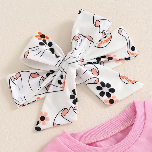 Miniatura 45 de Traje de Halloween para bebé niña, manga larga, cuello redondo, letras de fantasma, parte superior con estampado de fantasma, parte inferior
