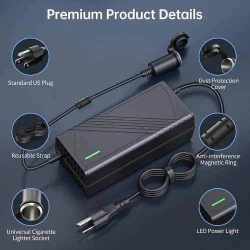 Miniatura 6 de Convertidor C20 de CA a CC actualizado de 20A/240W/11.61FT/110V-240V a 12V Adaptador de corriente para coche, adaptador de enchufe de encendedor