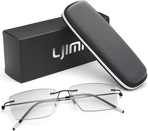 Miniatura 2 de YIMI Lentes de sol multifocales progresivos sin montura para hombres y mujeres, lentes de sol trifocales con bloqueo de luz azul Negro