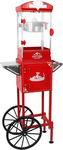 Miniatura 12 de Máquina de palomitas de maíz de estilo vintage de 8 onzas – Máquina de aperitivos con hervidor de acero inoxidable, carrito retro vintage y ruedas